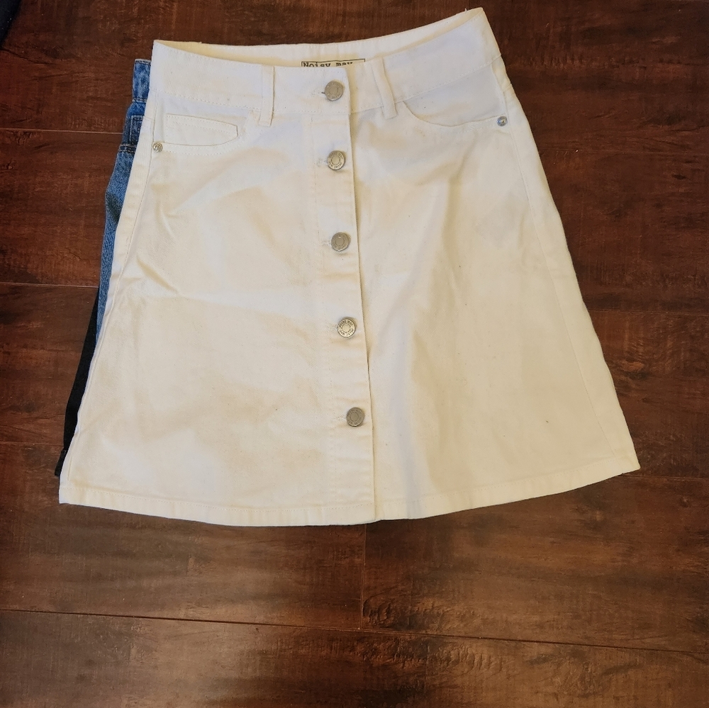 Noisy May White Denim Skirt